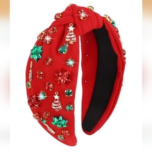 Festive Red Knotted Embellished Headband